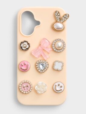 Cream beige jeweled charm iPhone 16 case NWT